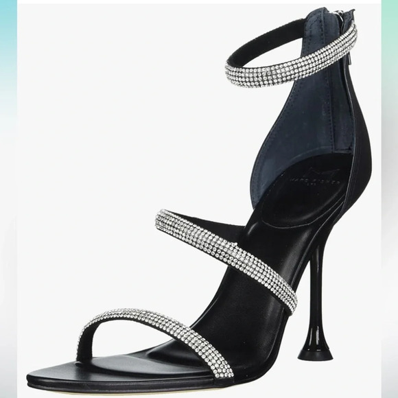 Marc Fisher LTD Carita Heeled Sandal Black with Rhinestone 7.5 - Picture 3 of 11